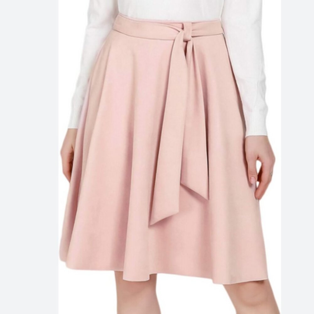 Diashiny Gorgeous Soft  Suede Blush Pink Flare Skirt Medium New with Tags